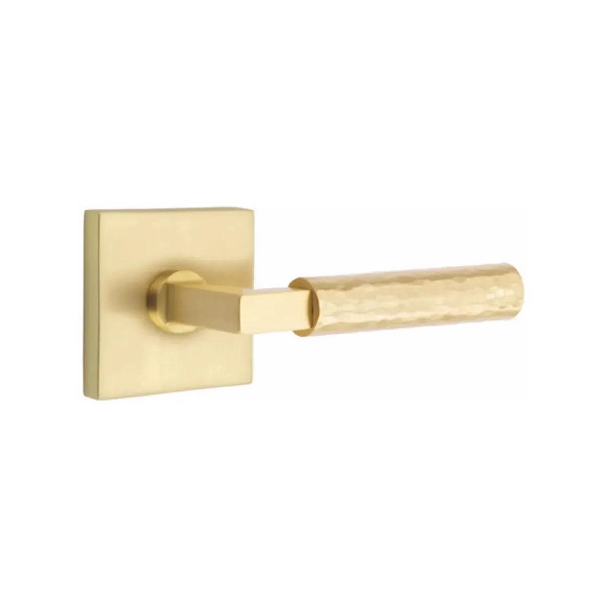 Emtek Select L-Square Hammered Lever with Square Rosette in finish