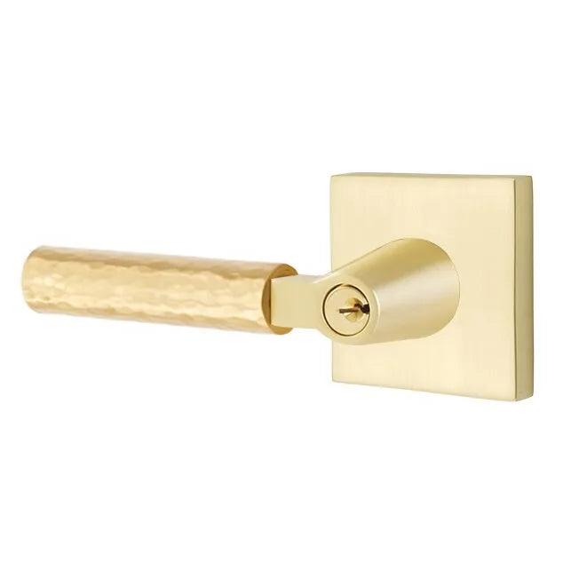 Emtek Select L-Square Hammered Lever with Square Rosette in finish