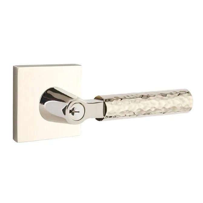 Emtek Select L-Square Hammered Lever with Square Rosette in finish