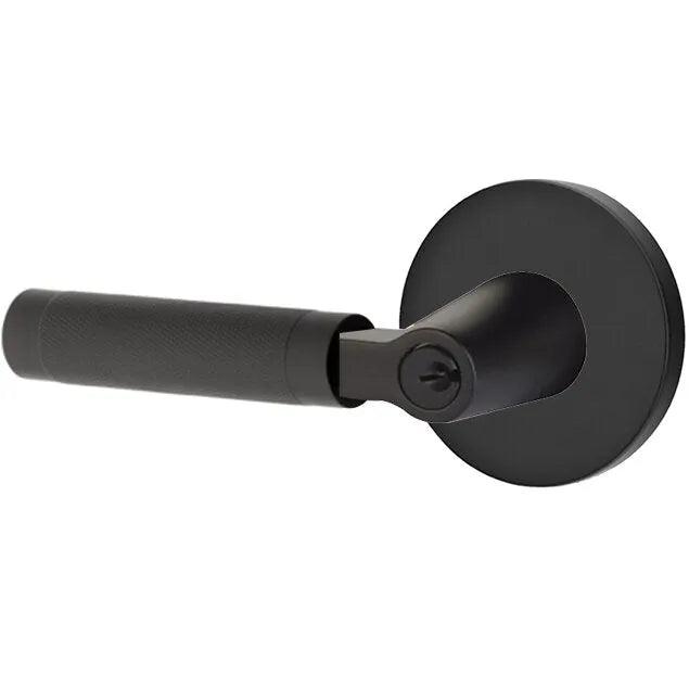 Emtek Select L-Square Knurled Lever with Disk Rosette Flat Black