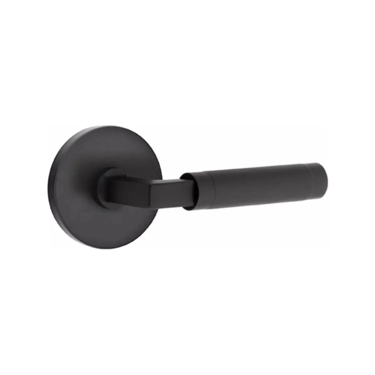 Emtek Select L-Square Knurled Lever with Disk Rosette Flat Black