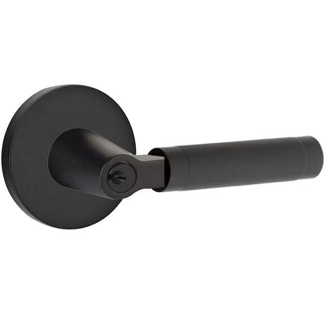 Emtek Select L-Square Knurled Lever with Disk Rosette Flat Black