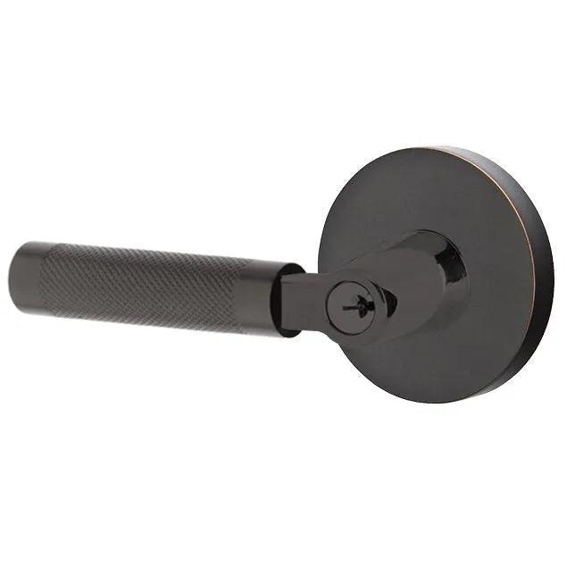 Emtek Select L-Square Knurled Lever with Disk Rosette Oil Rubbed Bronze