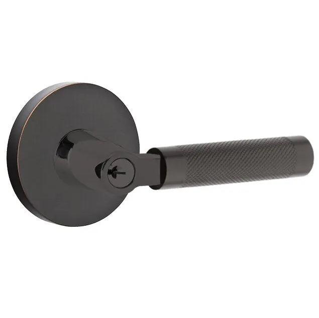 Emtek Select L-Square Knurled Lever with Disk Rosette Oil Rubbed Bronze