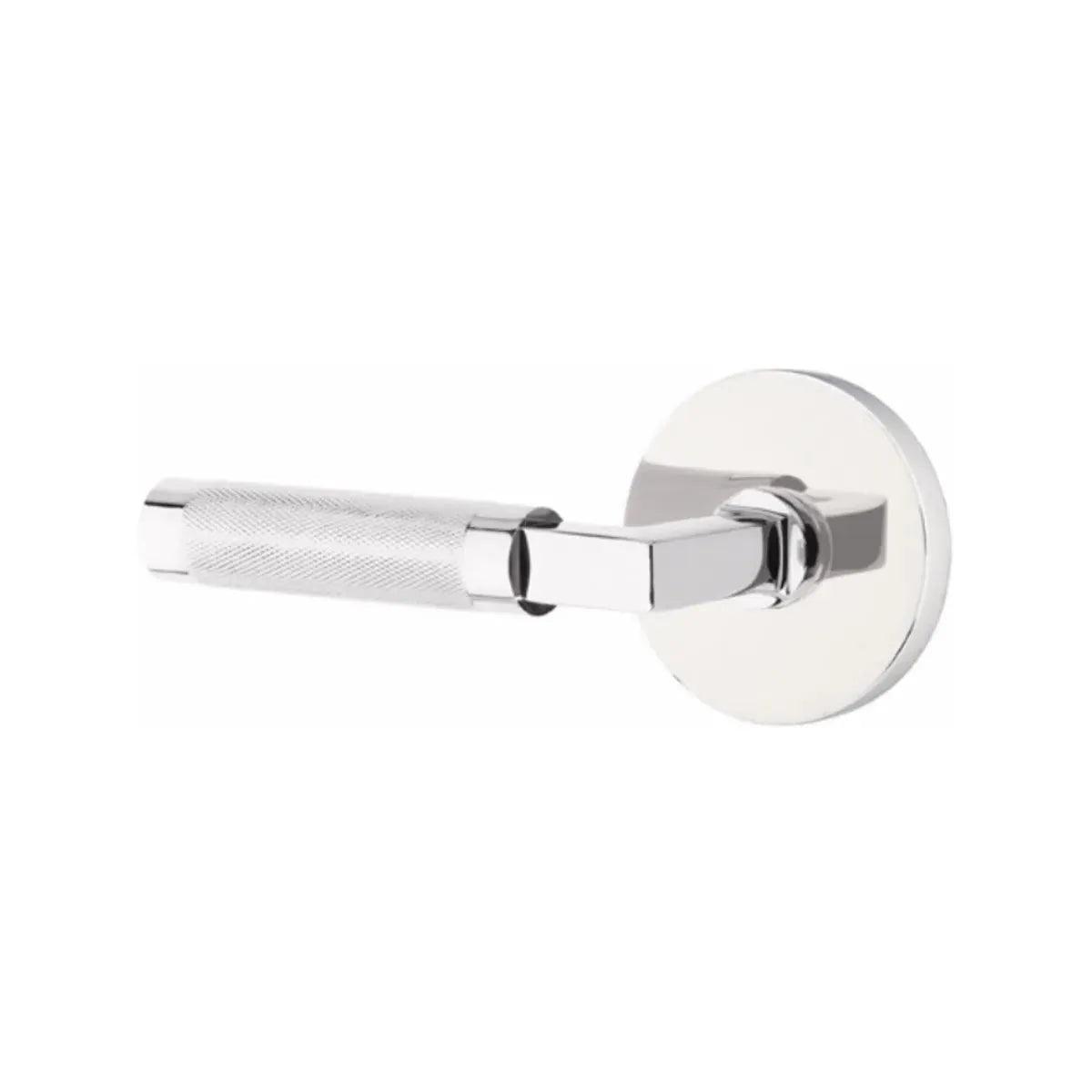 Emtek Select L-Square Knurled Lever with Disk Rosette Polished Chrome