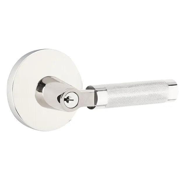 Emtek Select L-Square Knurled Lever with Disk Rosette Polished Chrome