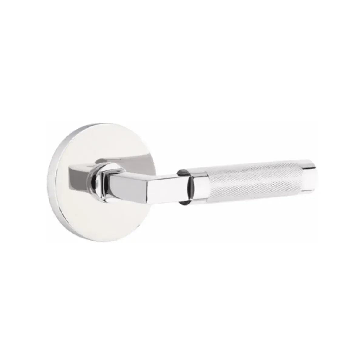 Emtek Select L-Square Knurled Lever with Disk Rosette Polished Chrome