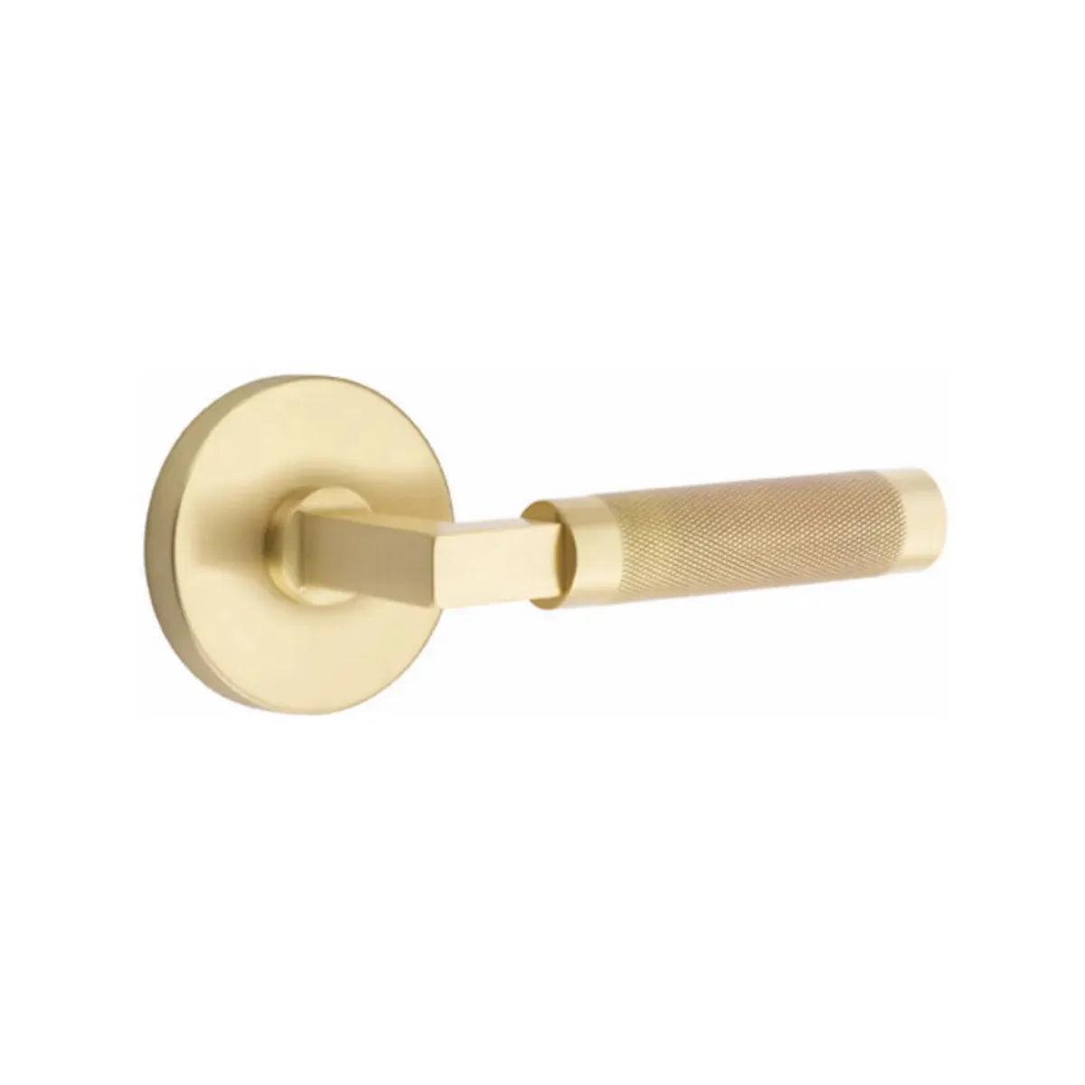 Emtek Select L-Square Knurled Lever with Disk Rosette Satin Brass