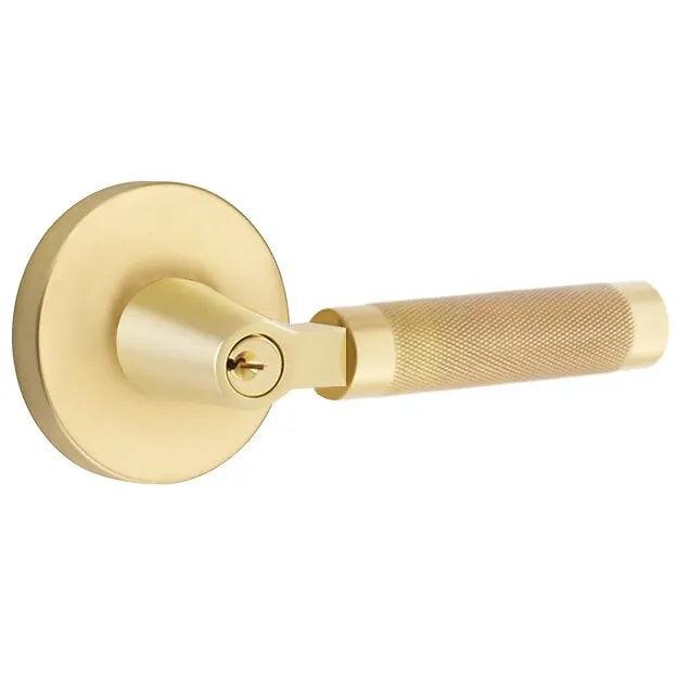 Emtek Select L-Square Knurled Lever with Disk Rosette Satin Brass