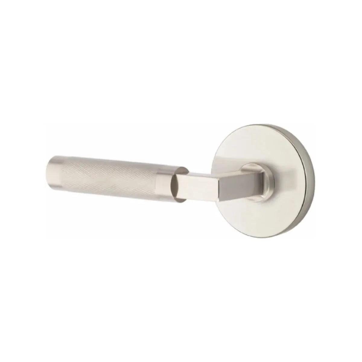Emtek Select L-Square Knurled Lever with Disk Rosette Satin Nickel