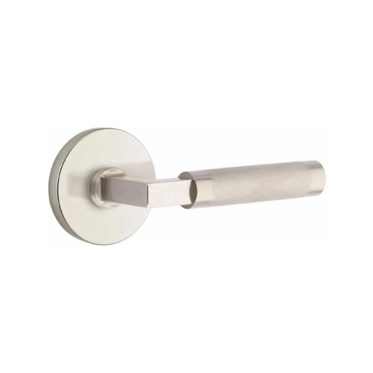 Emtek Select L-Square Knurled Lever with Disk Rosette Satin Nickel