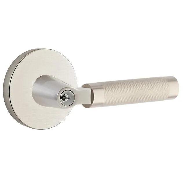 Emtek Select L-Square Knurled Lever with Disk Rosette Satin Nickel