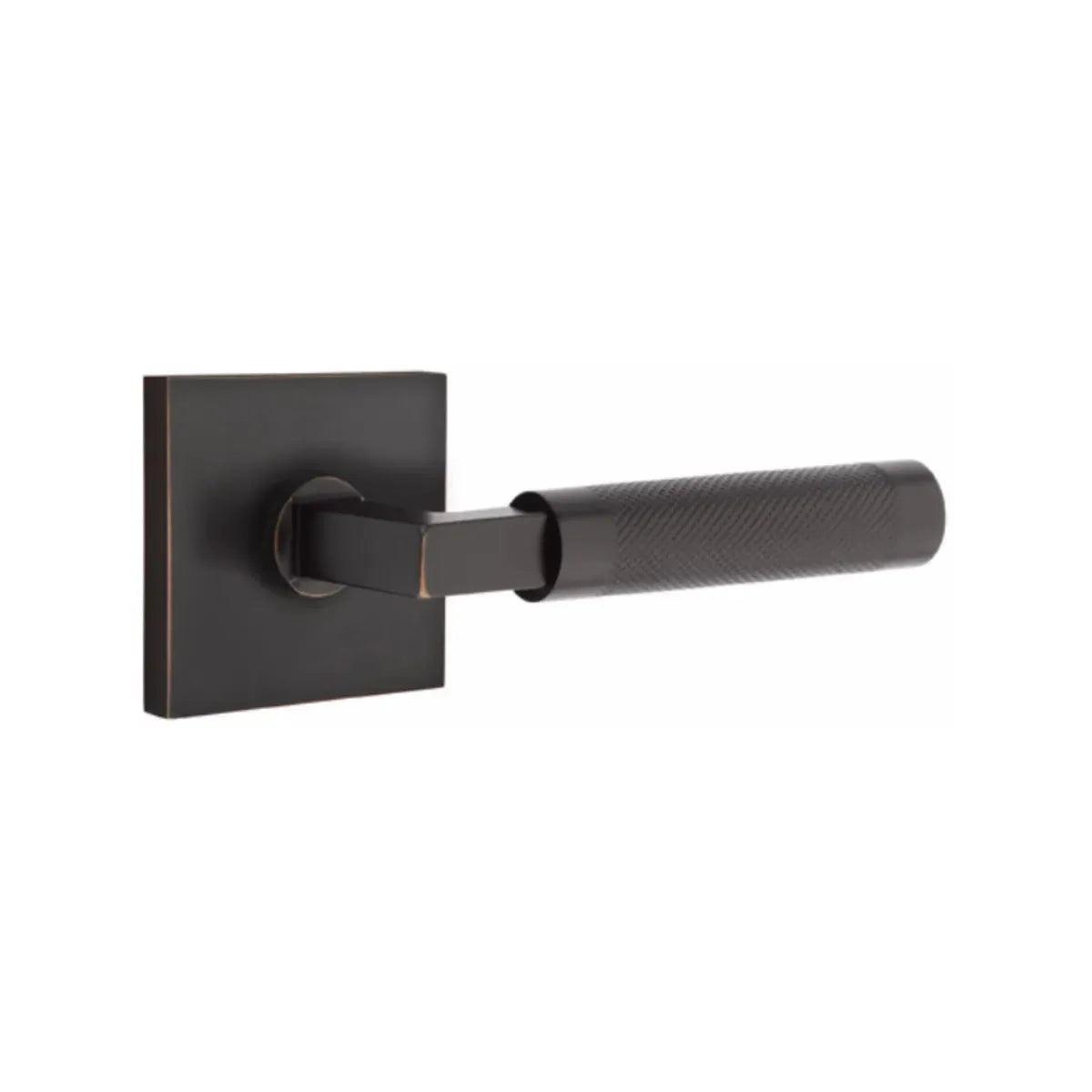 EmtekEmtek Select L-Square Knurled Lever with Square Rosette in 