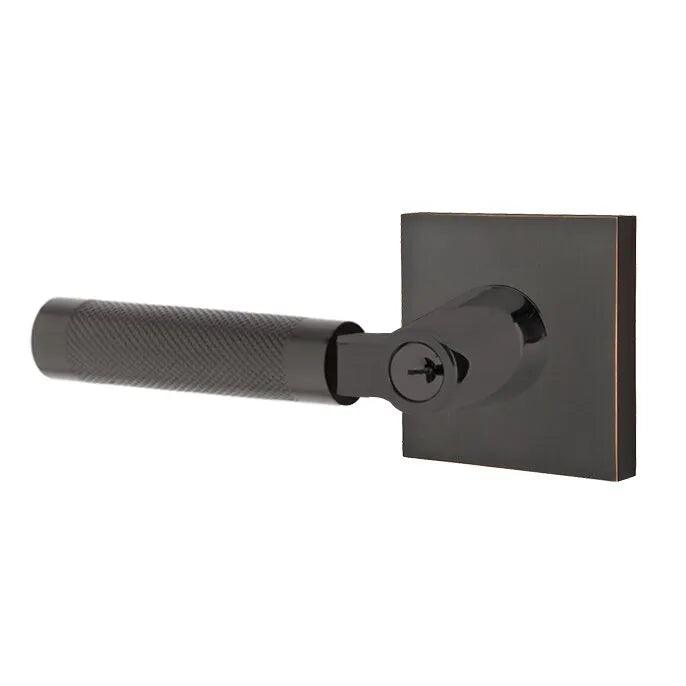 EmtekEmtek Select L-Square Knurled Lever with Square Rosette in 