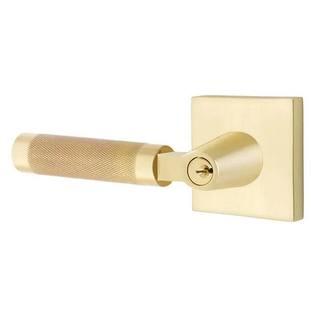 EmtekEmtek Select L-Square Knurled Lever with Square Rosette in 