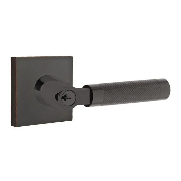 EmtekEmtek Select L-Square Knurled Lever with Square Rosette in 