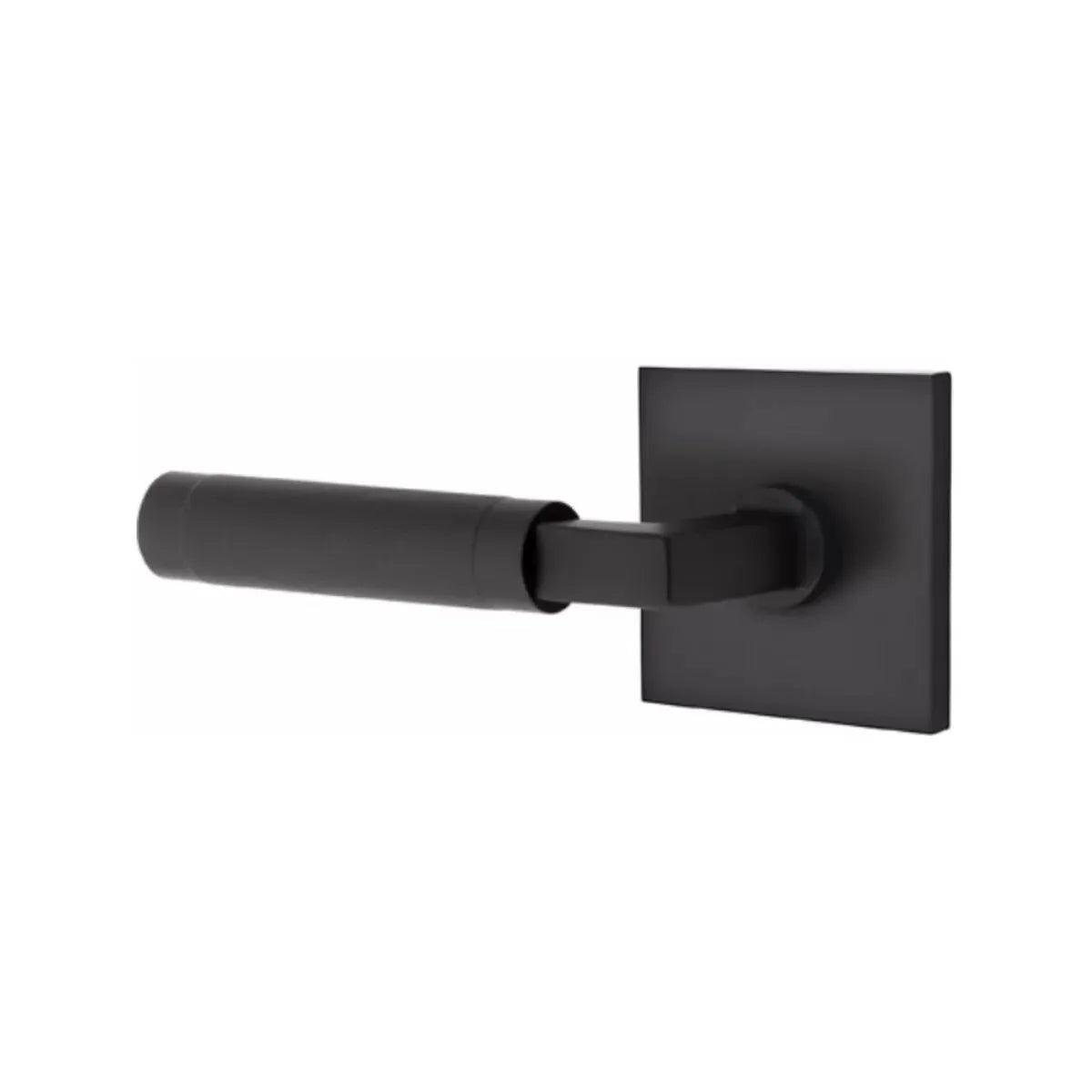Emtek Select L-Square Knurled Lever with Square Rosette Flat Black