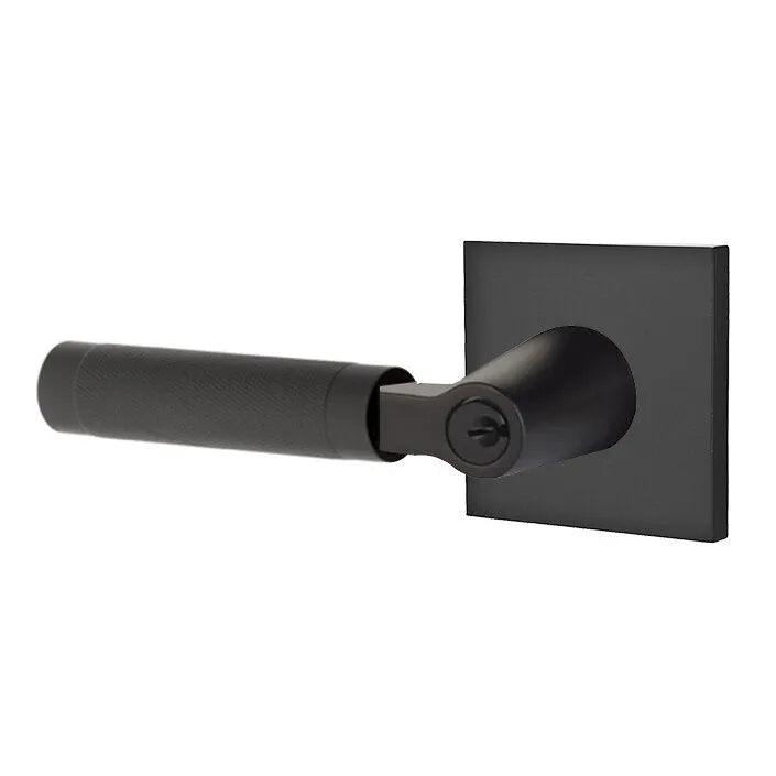 Emtek Select L-Square Knurled Lever with Square Rosette Flat Black