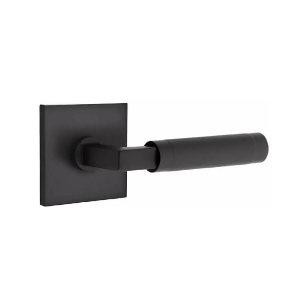 Emtek Select L-Square Knurled Lever with Square Rosette Flat Black
