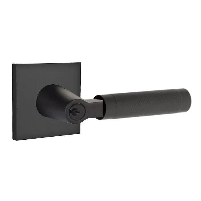 Emtek Select L-Square Knurled Lever with Square Rosette Flat Black