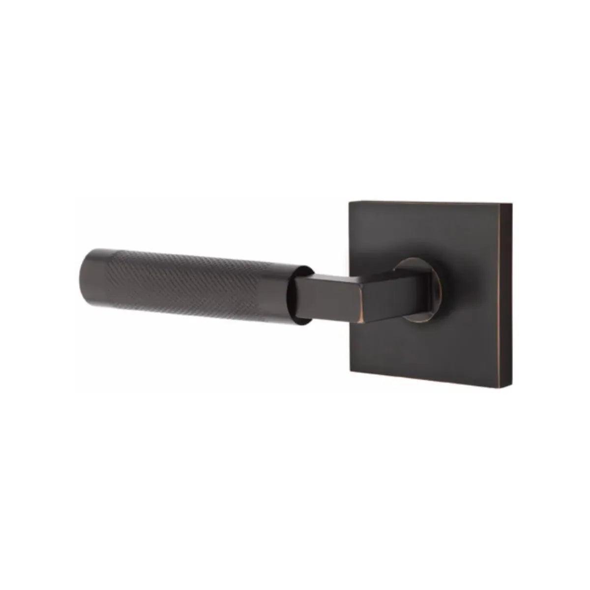 Emtek Select L-Square Knurled Lever with Square Rosette Oil Rubbed Bronze