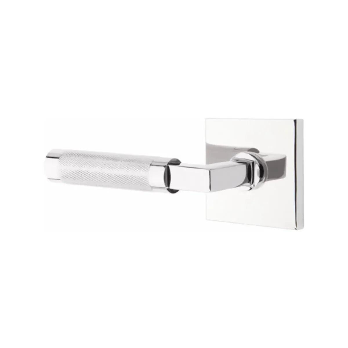 Emtek Select L-Square Knurled Lever with Square Rosette Polished Chrome