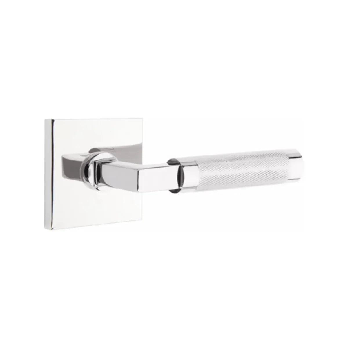 Emtek Select L-Square Knurled Lever with Square Rosette Polished Chrome