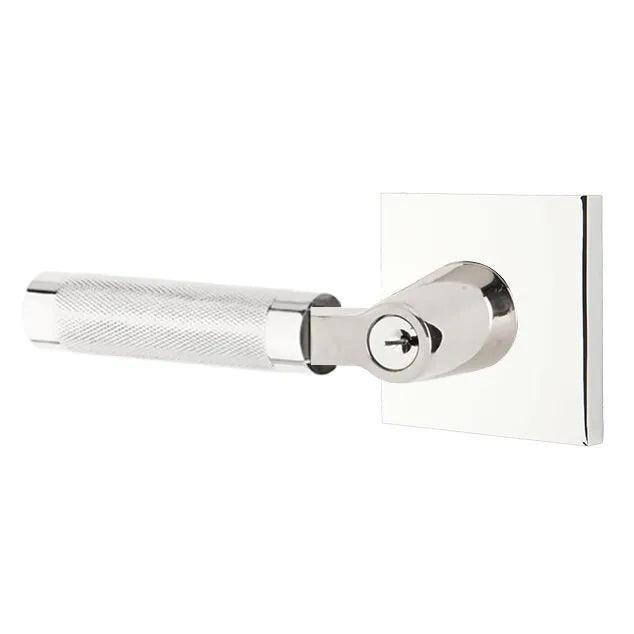 Emtek Select L-Square Knurled Lever with Square Rosette Polished Chrome
