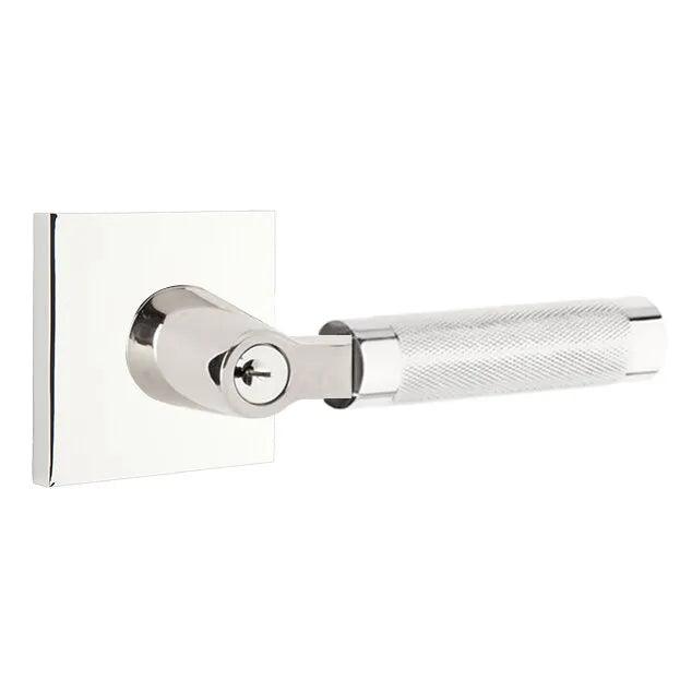 Emtek Select L-Square Knurled Lever with Square Rosette Polished Chrome