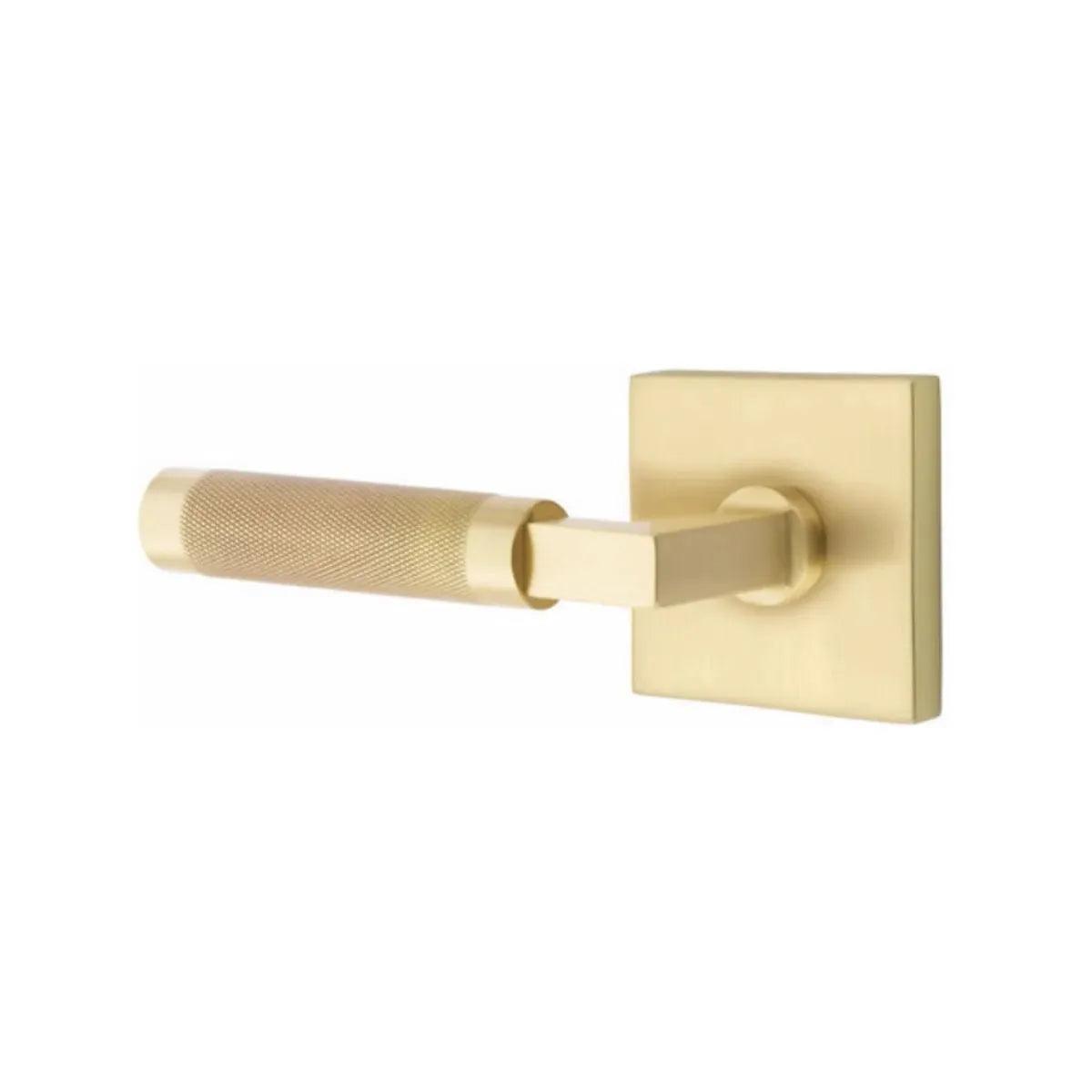 Emtek Select L-Square Knurled Lever with Square Rosette Satin Brass