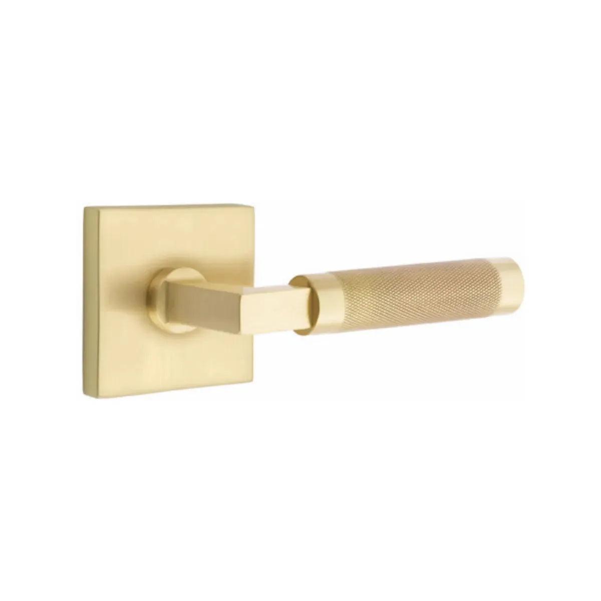 Emtek Select L-Square Knurled Lever with Square Rosette Satin Brass