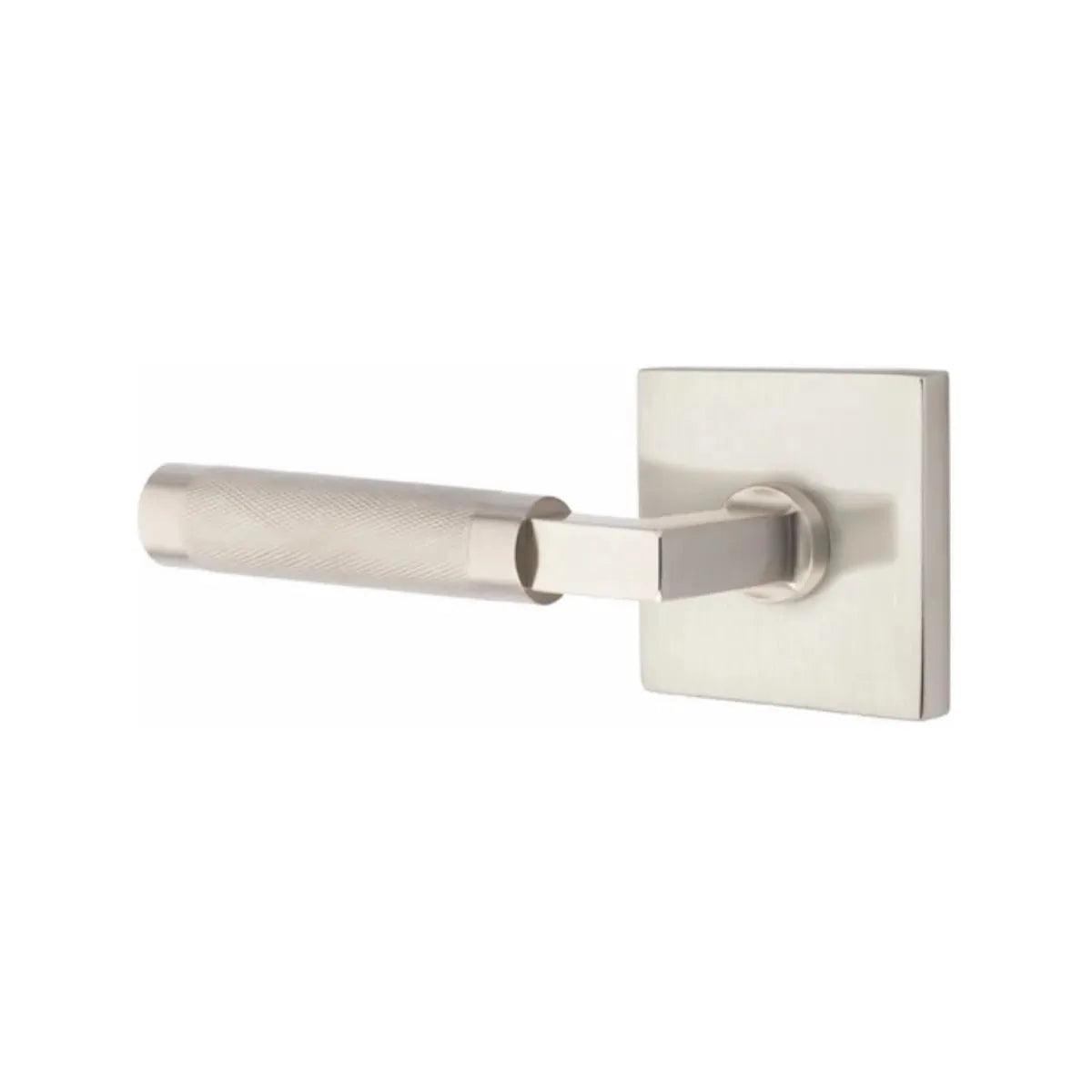 Emtek Select L-Square Knurled Lever with Square Rosette Satin Nickel