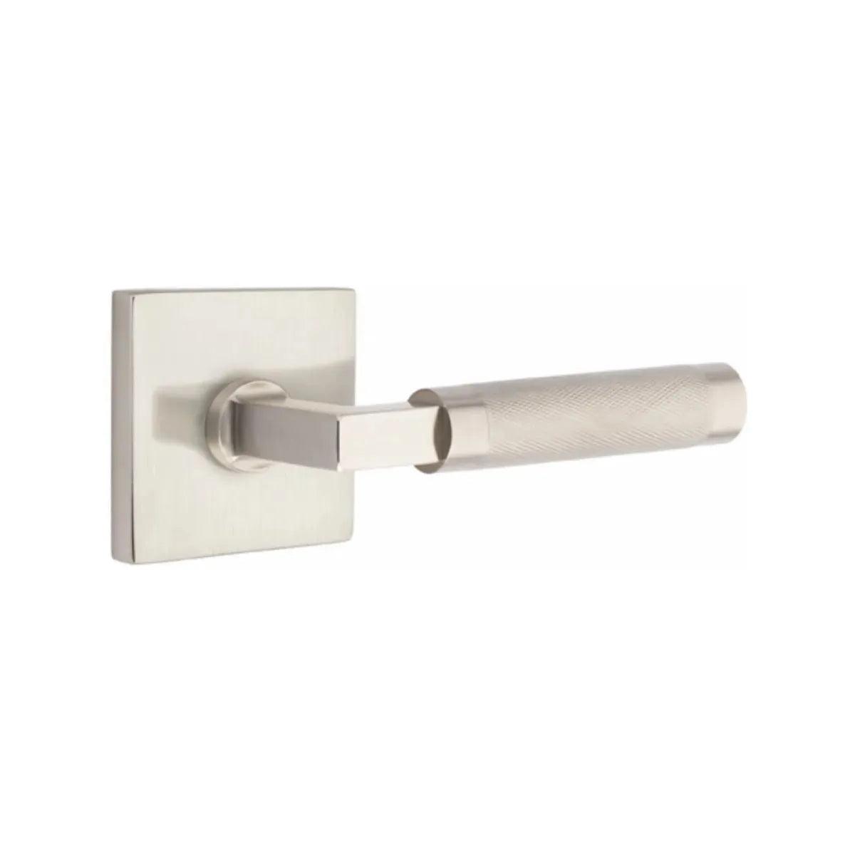 Emtek Select L-Square Knurled Lever with Square Rosette Satin Nickel