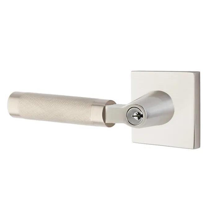 Emtek Select L-Square Knurled Lever with Square Rosette Satin Nickel