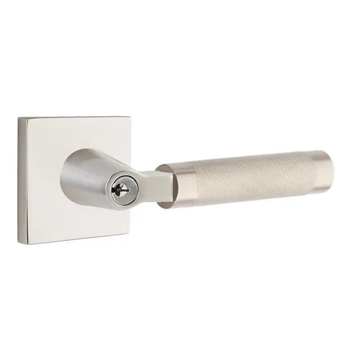 Emtek Select L-Square Knurled Lever with Square Rosette Satin Nickel