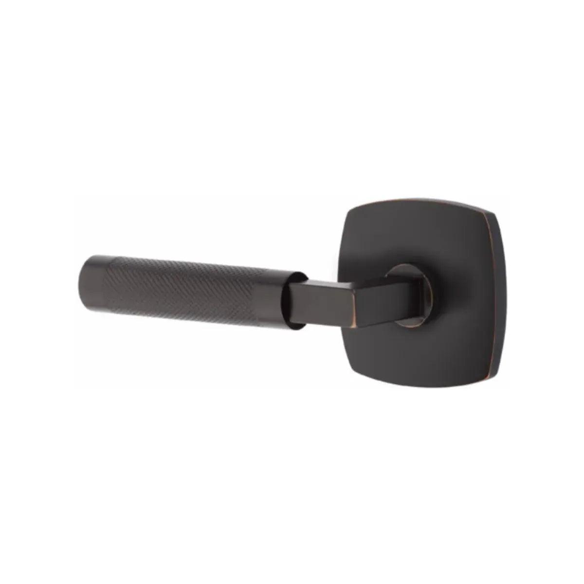 Emtek Select L-Square Knurled Lever with Urban Modern Rosette Oil Rubbed Bronze