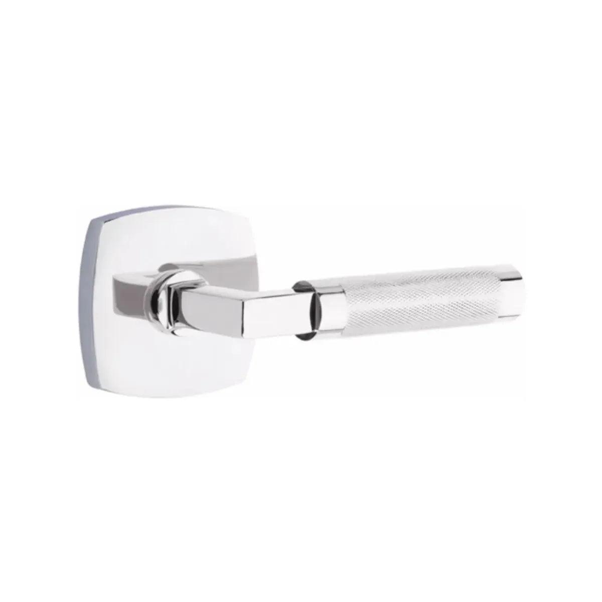 Emtek Select L-Square Knurled Lever with Urban Modern Rosette Polished Chrome
