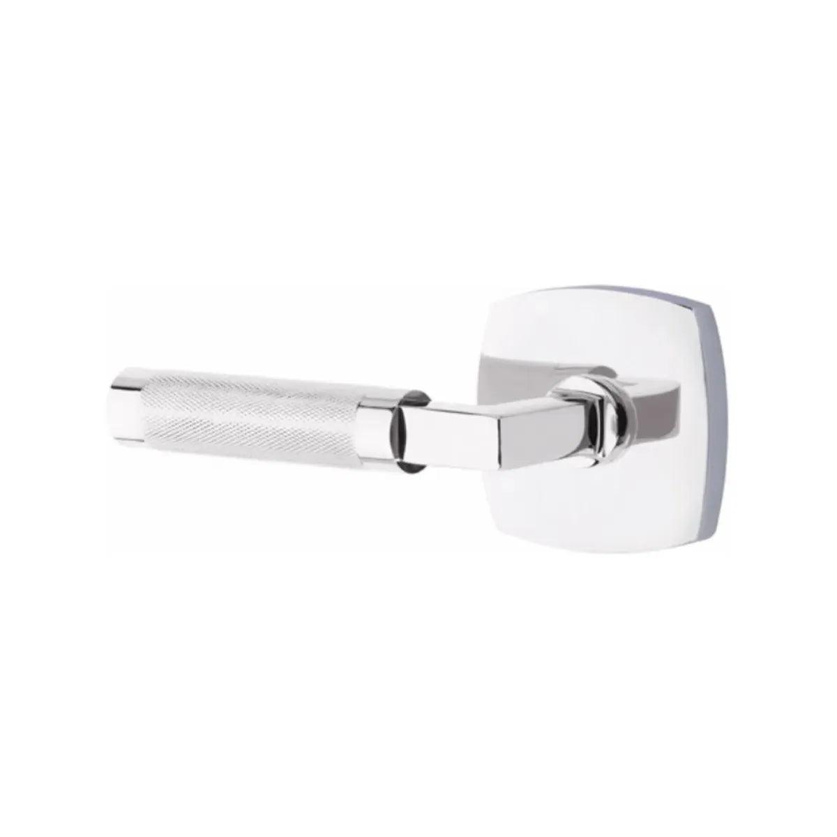 Emtek Select L-Square Knurled Lever with Urban Modern Rosette Polished Chrome