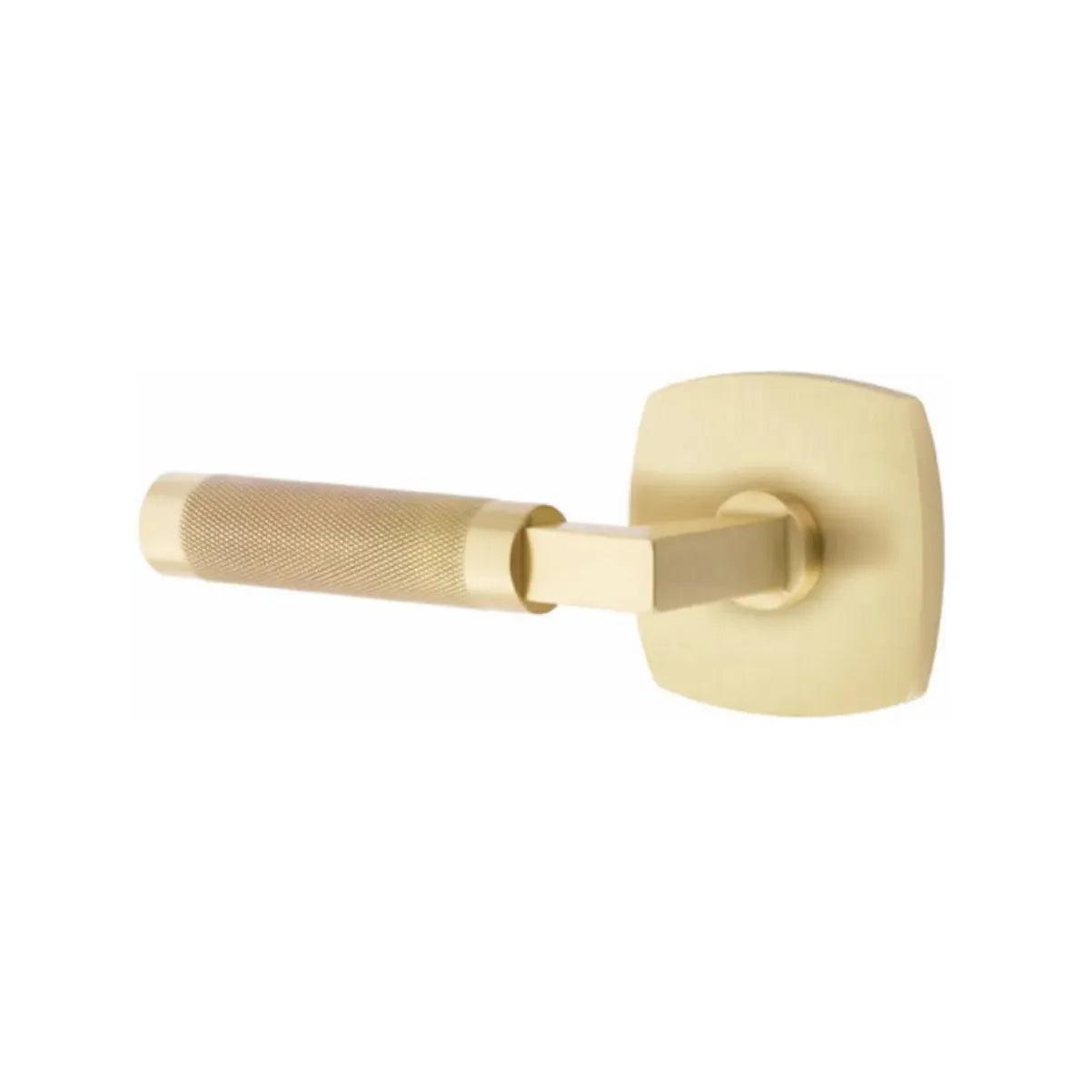Emtek Select L-Square Knurled Lever with Urban Modern Rosette Satin Brass