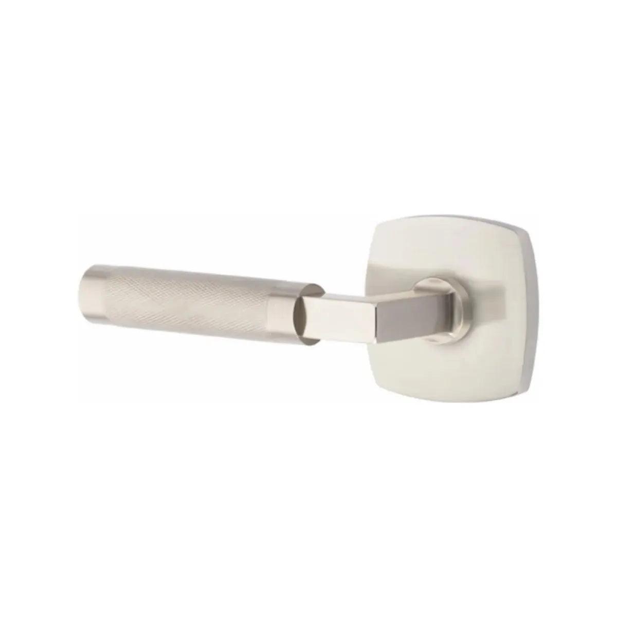 Emtek Select L-Square Knurled Lever with Urban Modern Rosette Satin Nickel