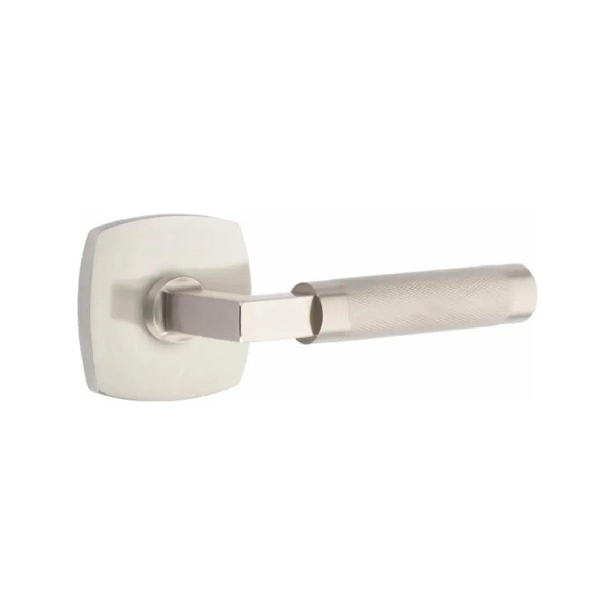 Emtek Select L-Square Knurled Lever with Urban Modern Rosette Satin Nickel