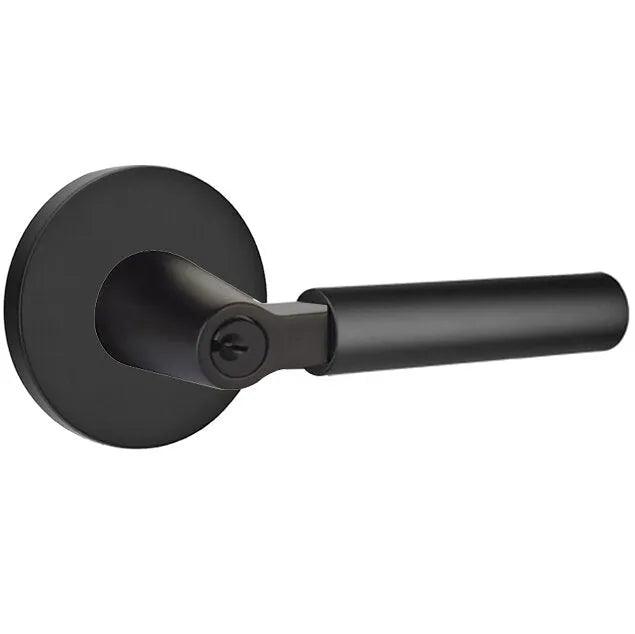 Emtek Select L-Square Smooth Key in Lever with Disk Rosette Flat Black