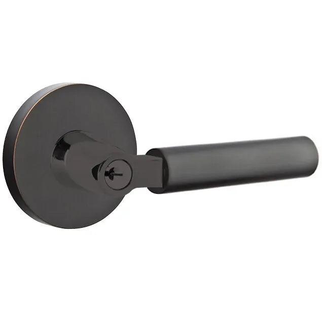 Emtek Select L-Square Smooth Key in Lever with Disk Rosette Oil Rubbed Bronze