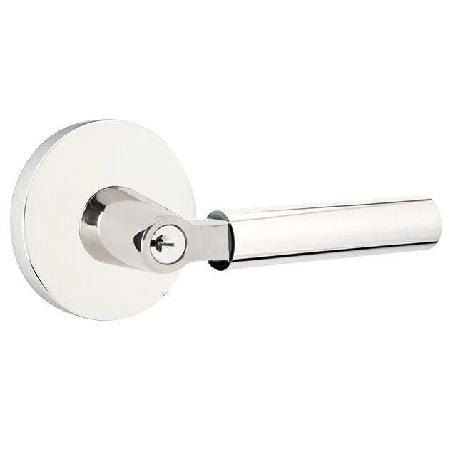 Emtek Select L-Square Smooth Key in Lever with Disk Rosette Polished Chrome