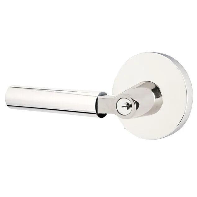 Emtek Select L-Square Smooth Key in Lever with Disk Rosette Polished Chrome