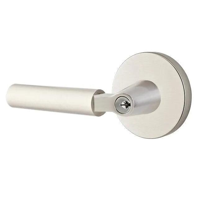 Emtek Select L-Square Smooth Key in Lever with Disk Rosette Satin Nickel