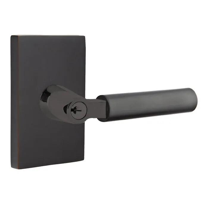 Emtek Select L-Square Smooth Key in Lever with Modern Rectangular Rosette Oil Rubbed Bronze