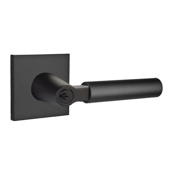Emtek Select L-Square Smooth Key in Lever with Square Rosette Flat Black