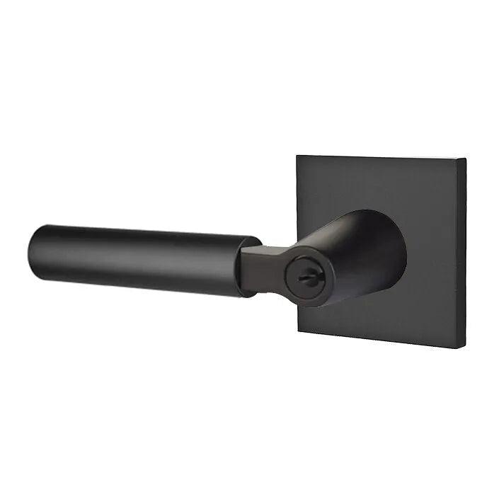 Emtek Select L-Square Smooth Key in Lever with Square Rosette Flat Black