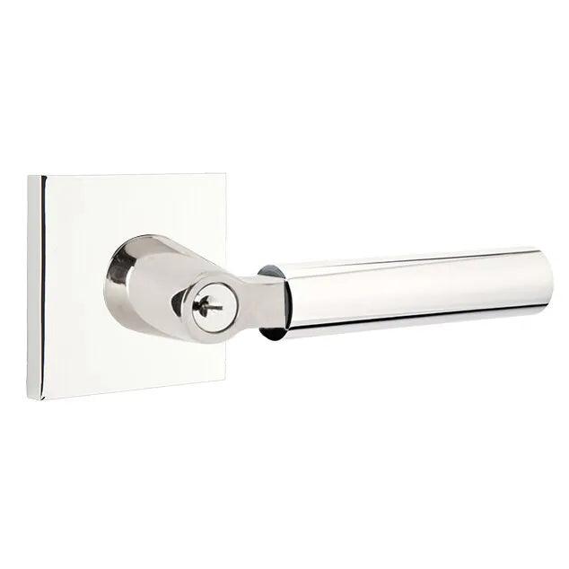 Emtek Select L-Square Smooth Key in Lever with Square Rosette Polished Chrome